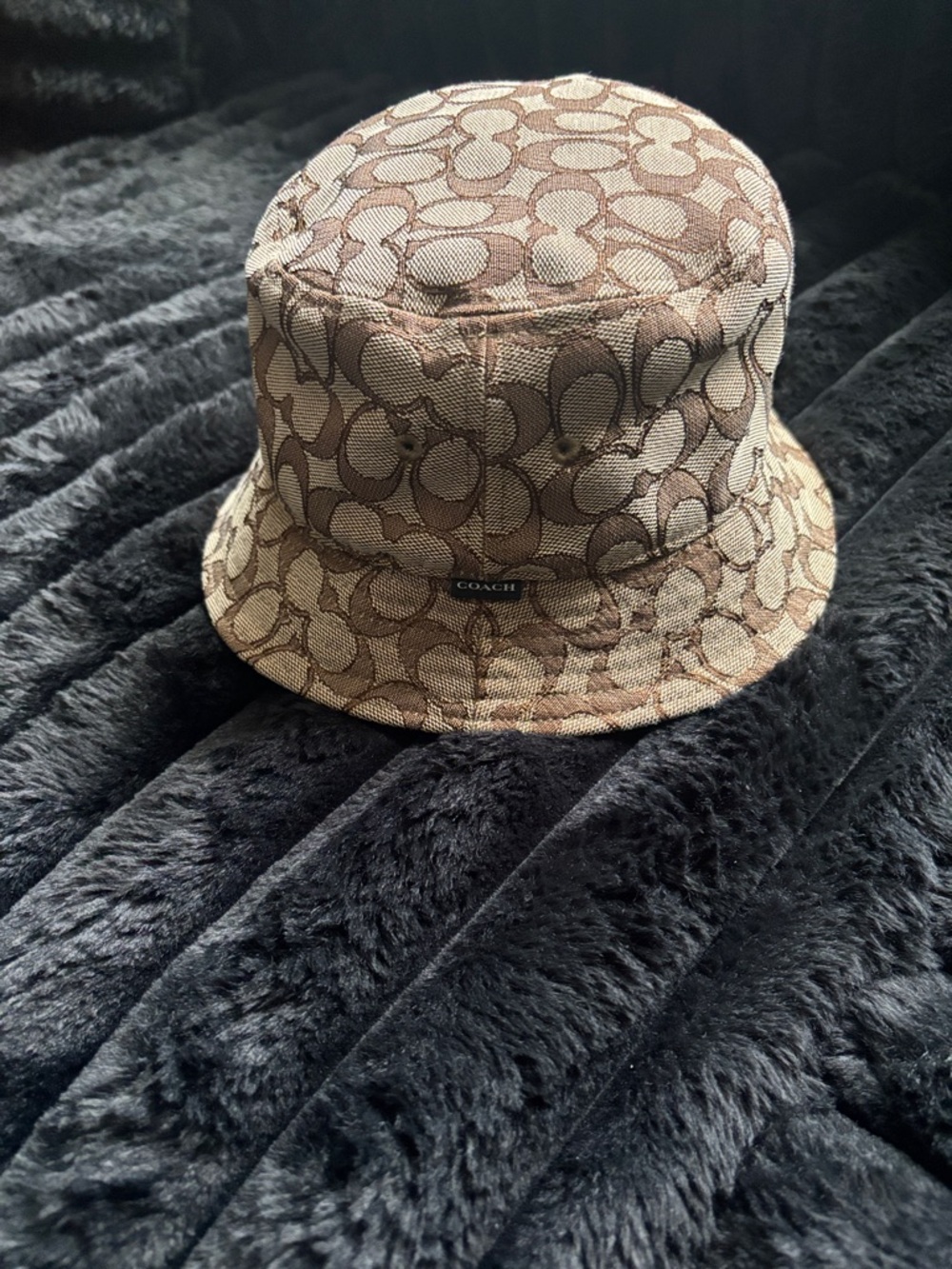 Coach Monogram Bucket Hat in Brown and Tan